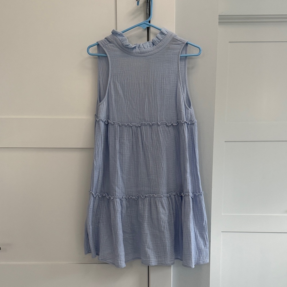 Pomander Place - Sleeveless Light Blue Ruffle Dress